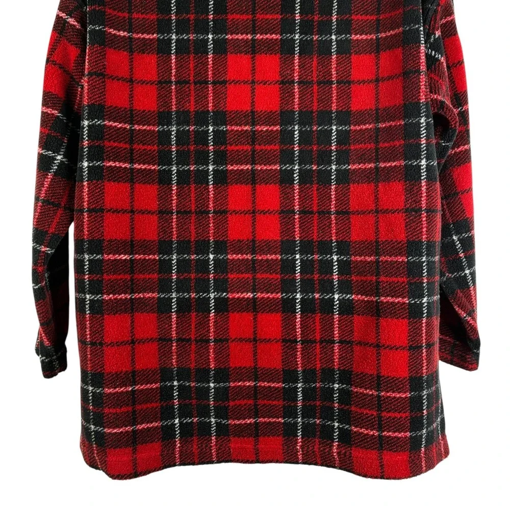 Lauren Ralph Lauren 1/4 Zip Plaid Fleece Men's Medium Red Tartan USA‎ Made VTG
